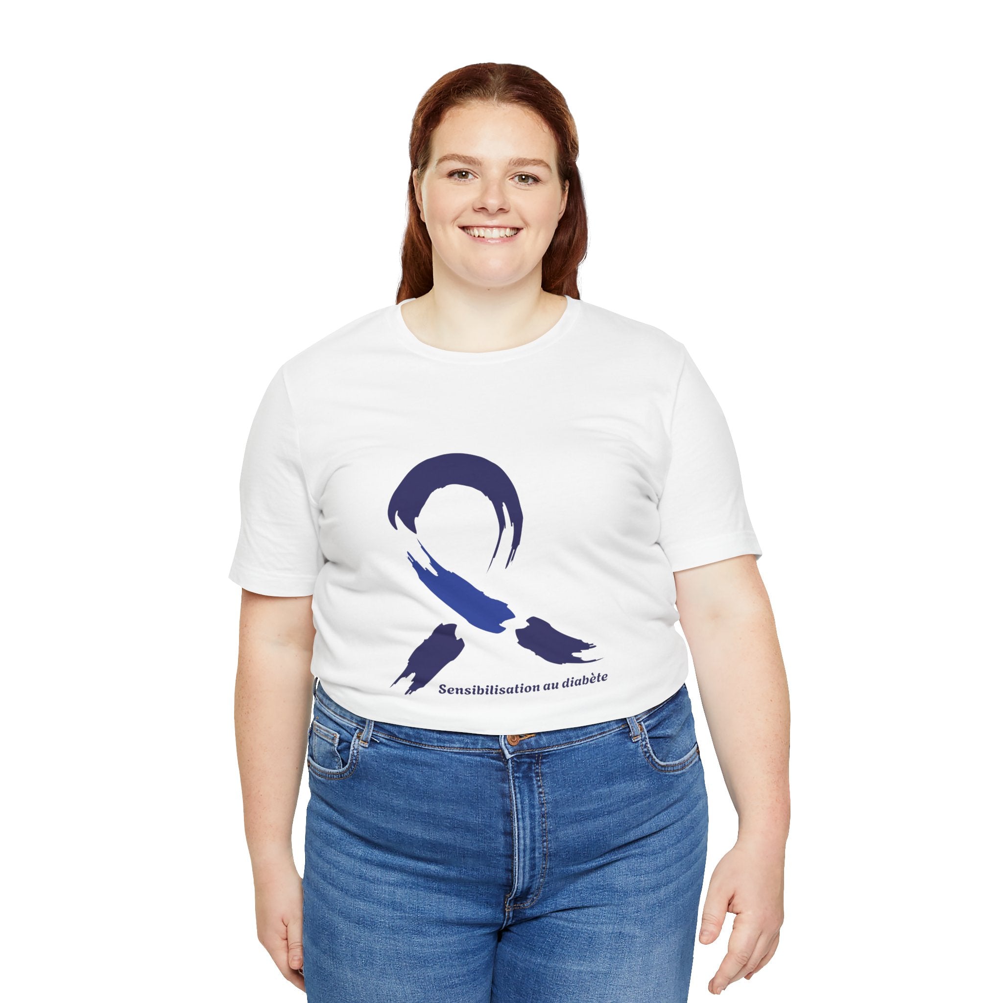Diabetes Awareness Blue Ribbon (French) Unisex Tee The Diabuddies Store T-Shirts $30.27