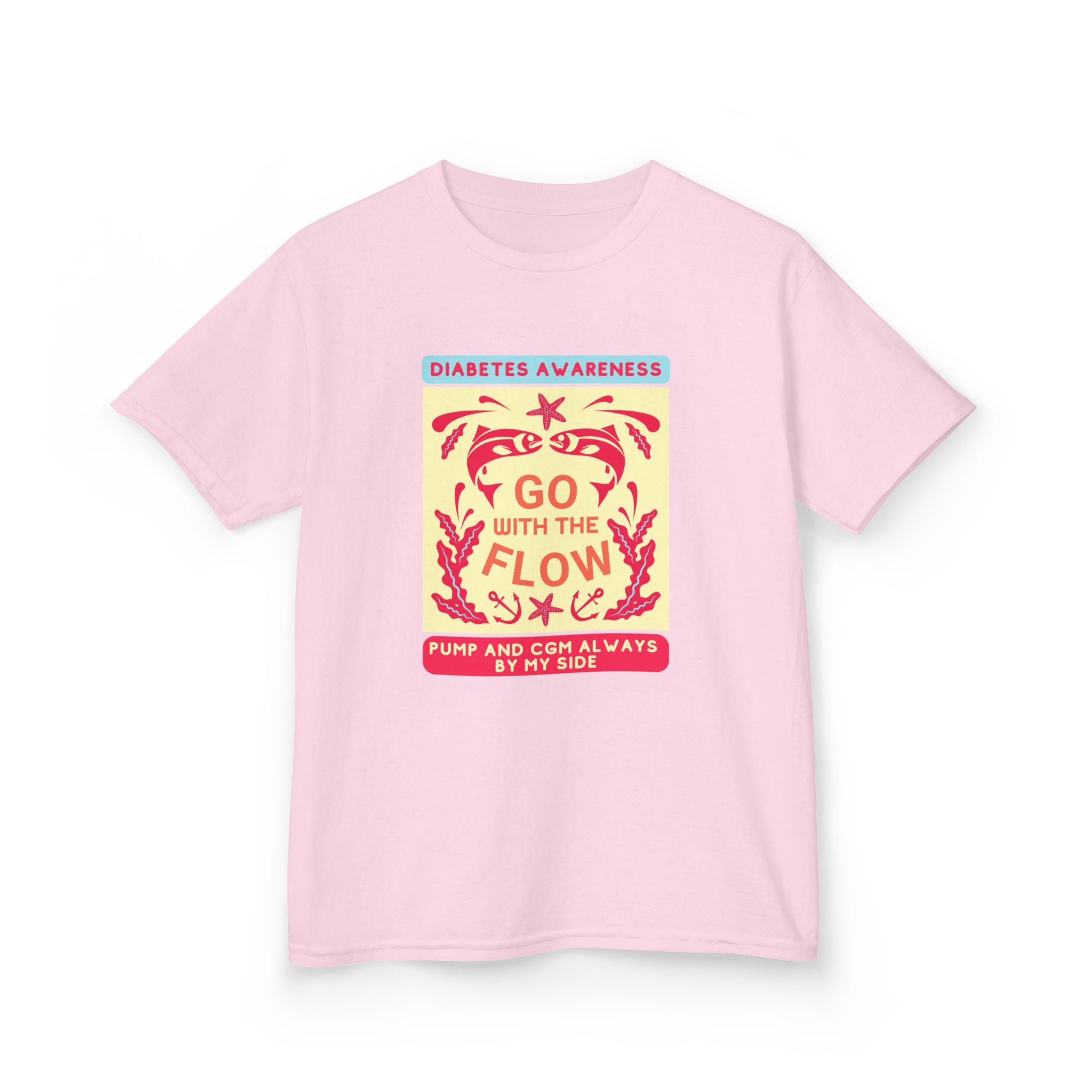 The Diabuddies Store Go with the Flow - Kids Tee Go with the Flow - Kids Tee: Embrace your journey with confidence in our vibrant "Go with the Flow" kids Tee. Engineered for those who live with a pump and CGM, this tank ensures your devices are always wit
