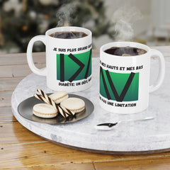 The Diabuddies Store Greater than (French/Green) - Mug 11oz Greater than (French/Green) - Mug 11oz: An inspirational mug that brings a daily reminder that you are greater than the highs and the lows during your coffee or tea routine. Perfect for anyone wi