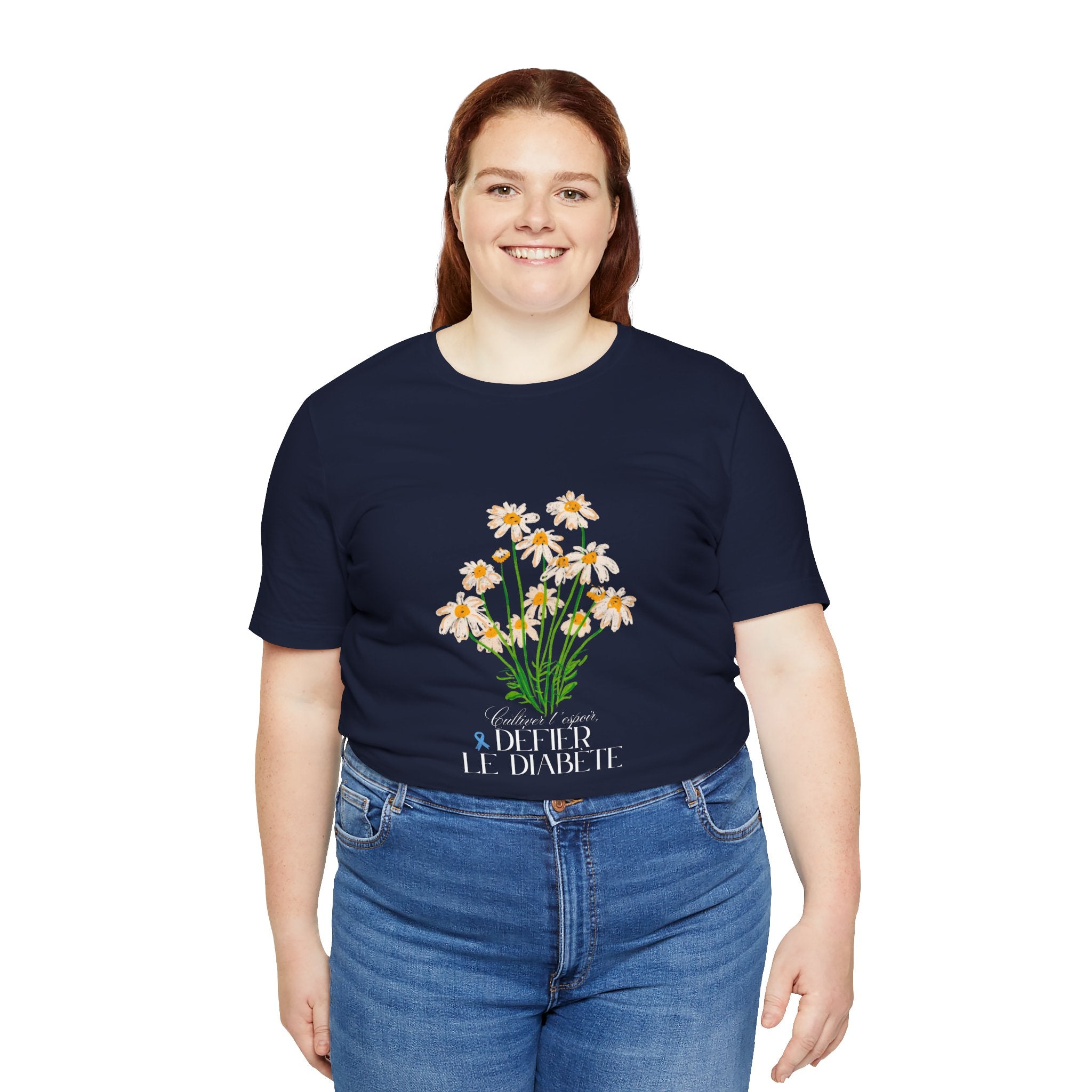 The Diabuddies Store Cultivating Hope, Defying Diabetes (French) - Unisex Tee Cultivating Hope, Defying Diabetes (French) - Unisex Tee: Wear your message of strength! Our "Cultivé l'espoir, Défié le diabète" Unisex Tee is more than just a comfortable shir