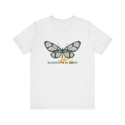 Green Butterfly & Flowers (French) Unisex Tee The Diabuddies Store T-Shirts $22.38