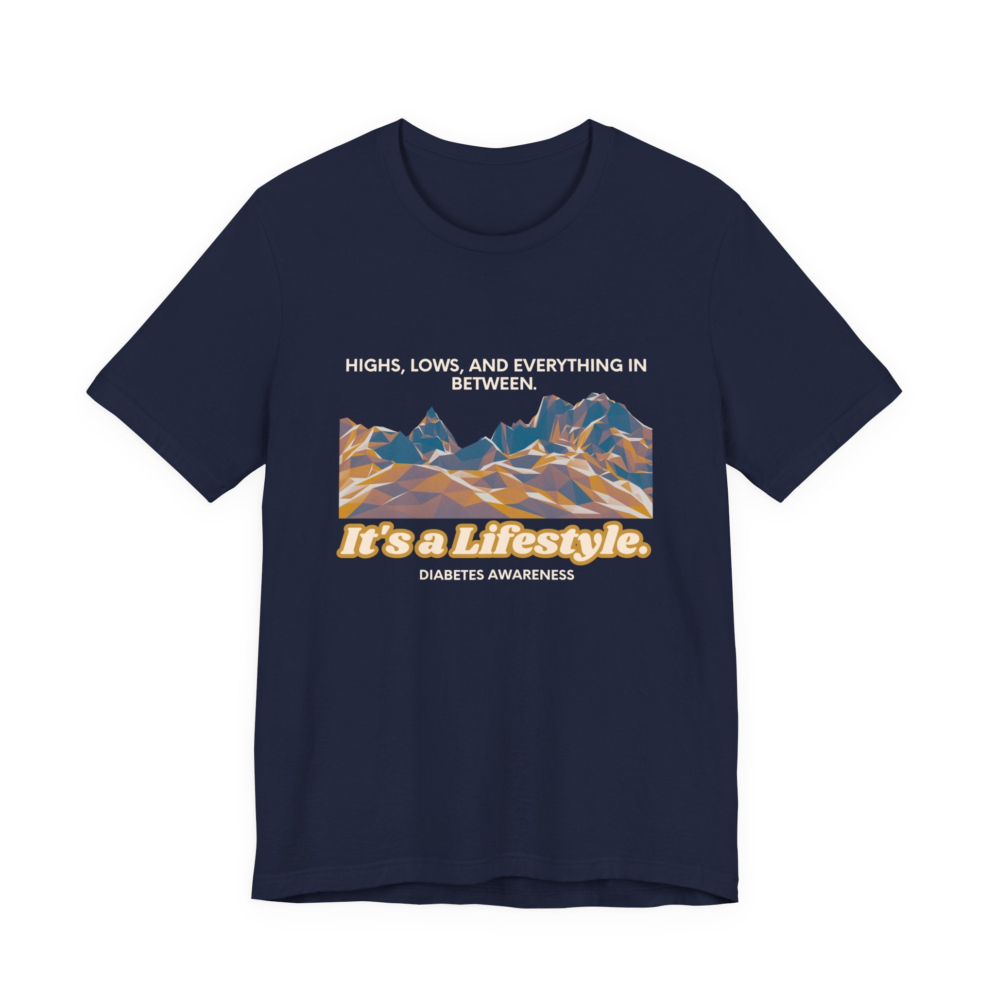 The Diabuddies Store Highs, Lows, and Everything in Between - Unisex Tee Life's a rollercoaster, and this tee gets it! Our "Highs, Lows, and Everything in Between" shirt is for anyone who embraces the wild ride of life, with all its ups, downs, and unexpe