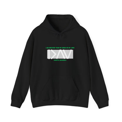 The Diabuddies Store Greater Than (Grey & Green) - Unisex Hoodie Greater Than (Grey & Green) - Unisex Hoodie: You are always greater than your challenges. Our Hoodie, featuring a stylish grey with vibrant green accents, is more than just comfortable appar
