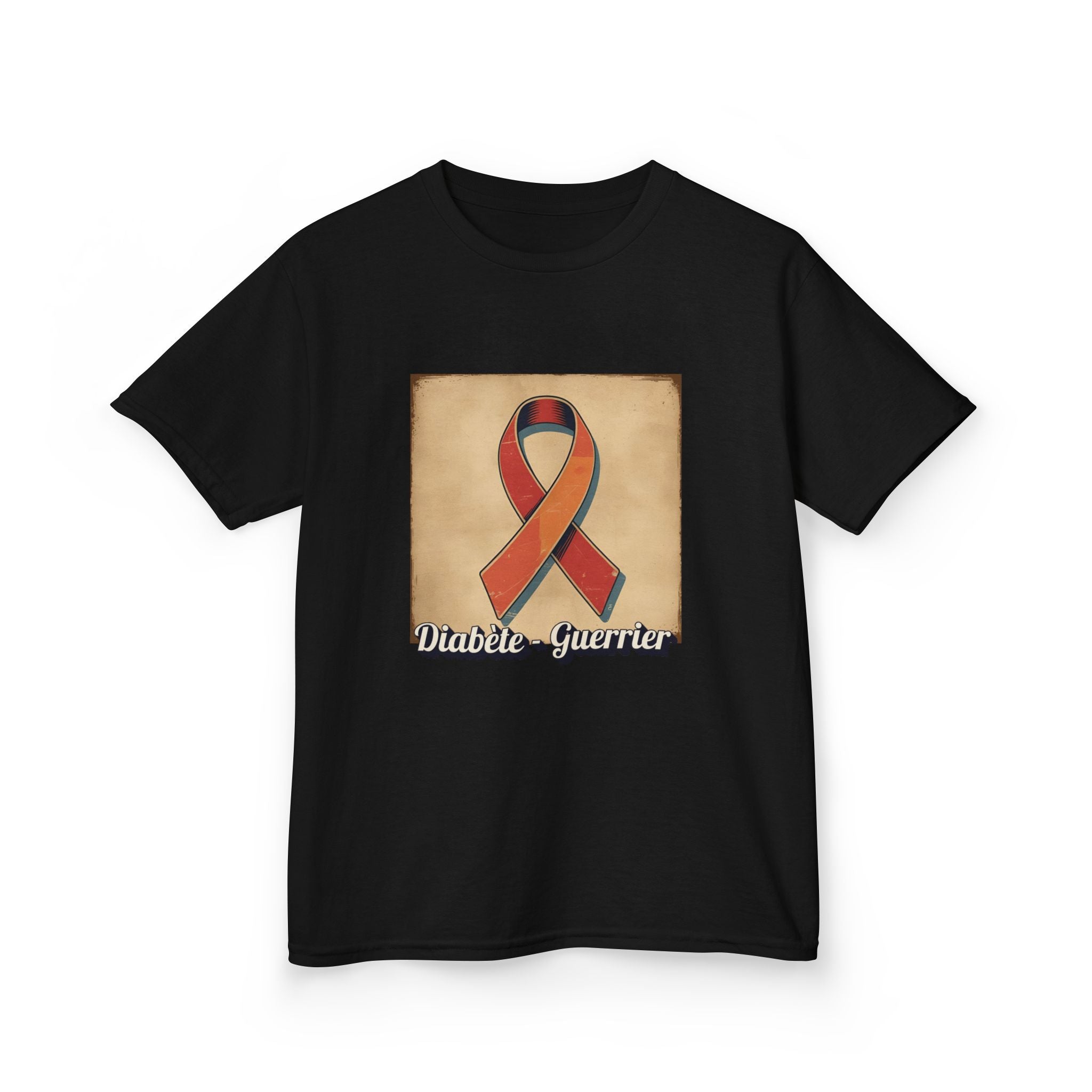 The Diabuddies Store Diabetes Warrior, Retro Look (French / Guerrier) - Kids Tee Diabetes Warrior, Retro Look (French / Guerrier) - Kids Tee: Let your young one show off their strength and style with our "Diabète Guerrier" Retro Look French Kids Tee! T-Sh