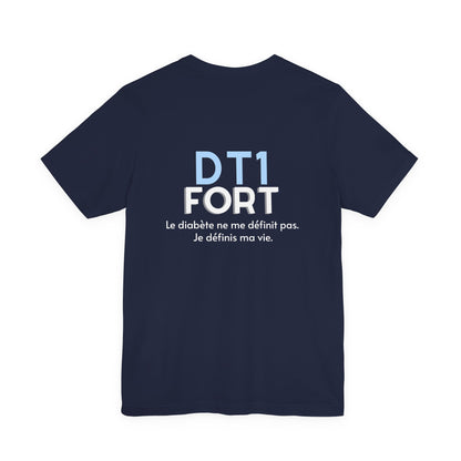 The Diabuddies Store T1D Strong (French) - Unisex Tee T1D Strong (French) - Unisex Tee: Wear your strength. This T1D Strong French tee sends a powerful message: "Le diabète ne me définit pas. Je définis ma vie." It's more than a shirt; it's a statement of