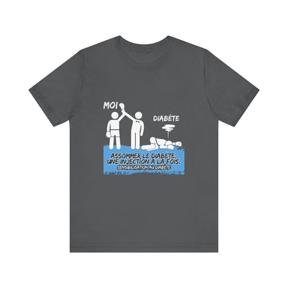 The Diabuddies Store Knocking out Diabetes (French) - Unisex Tee Knocking out Diabetes (French) - Unisex Tee: Make a bold statement with our French Unisex Tee. This funny yet powerful shirt is for the fighters, the advocates, and the champions who face di