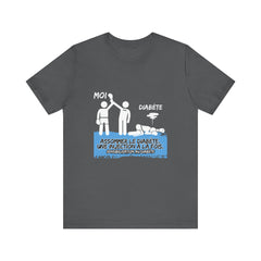 The Diabuddies Store Knocking out Diabetes (French) - Unisex Tee Knocking out Diabetes (French) - Unisex Tee: Make a bold statement with our French Unisex Tee. This funny yet powerful shirt is for the fighters, the advocates, and the champions who face di
