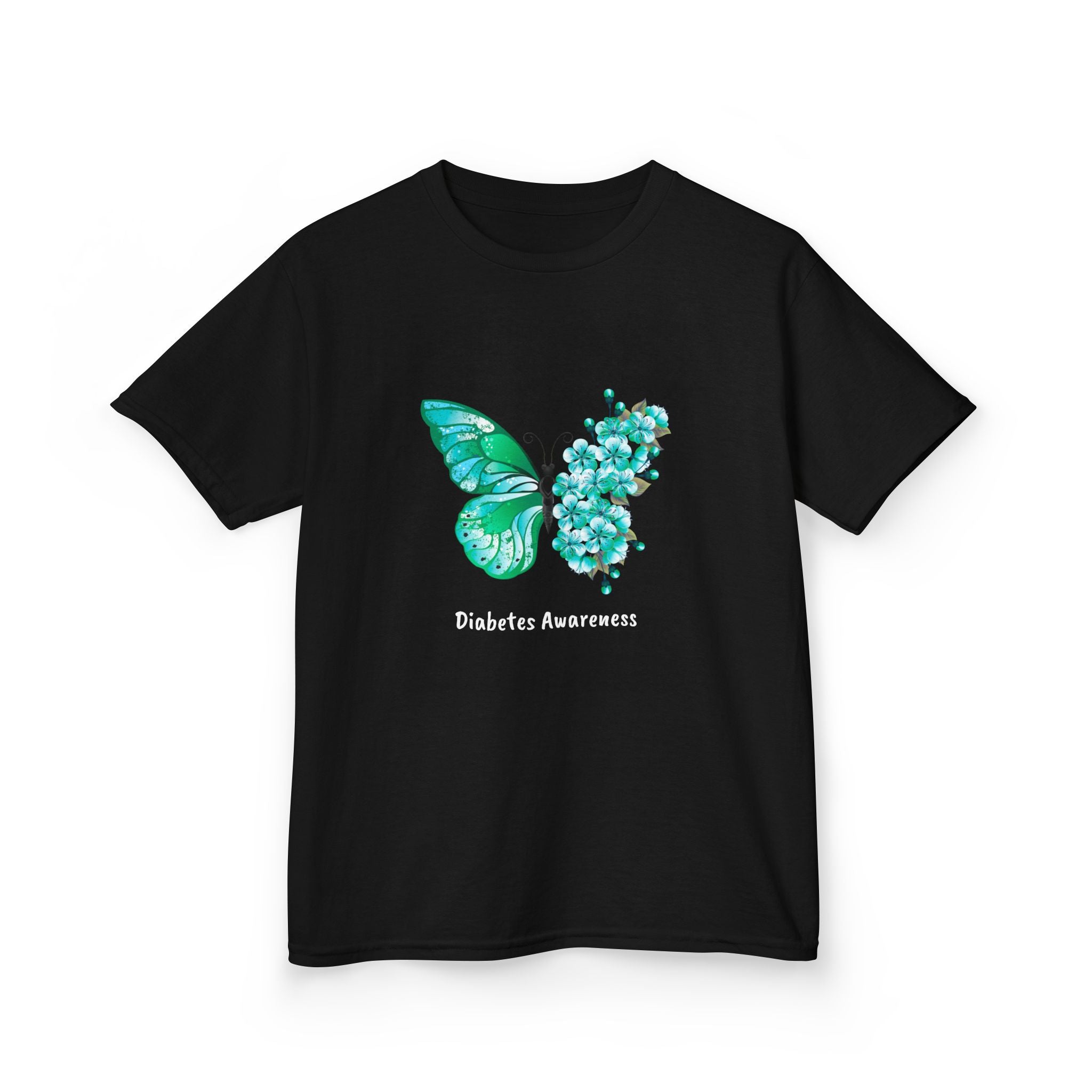 Green Butterfly & Flowers - Kids Tee The Diabuddies Store T-Shirts $19.22