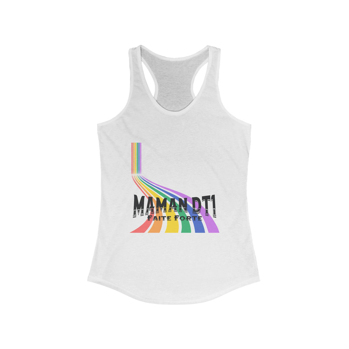 DT1 Mom, Made Strong (French) - Racerback Tank The Diabuddies Store Tank Tops $19.96