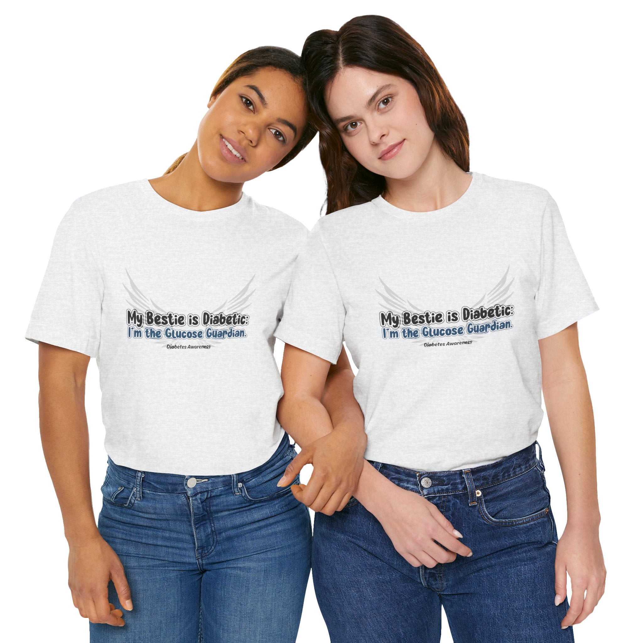 The Diabuddies Store My Bestie is Diabetic, I'm the Guardian - Unisex Tee My Bestie is Diabetic, I'm the Guardian - Unisex Tee: Celebrate your vital role! A proud statement of your commitment & unique connection as a guardian. T-Shirts $22.50