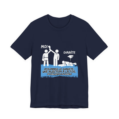 The Diabuddies Store Knocking out Diabetes (French) - Unisex Tee Knocking out Diabetes (French) - Unisex Tee: Make a bold statement with our French Unisex Tee. This funny yet powerful shirt is for the fighters, the advocates, and the champions who face di