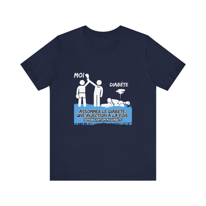 The Diabuddies Store Knocking out Diabetes (French) - Unisex Tee Knocking out Diabetes (French) - Unisex Tee: Make a bold statement with our French Unisex Tee. This funny yet powerful shirt is for the fighters, the advocates, and the champions who face di