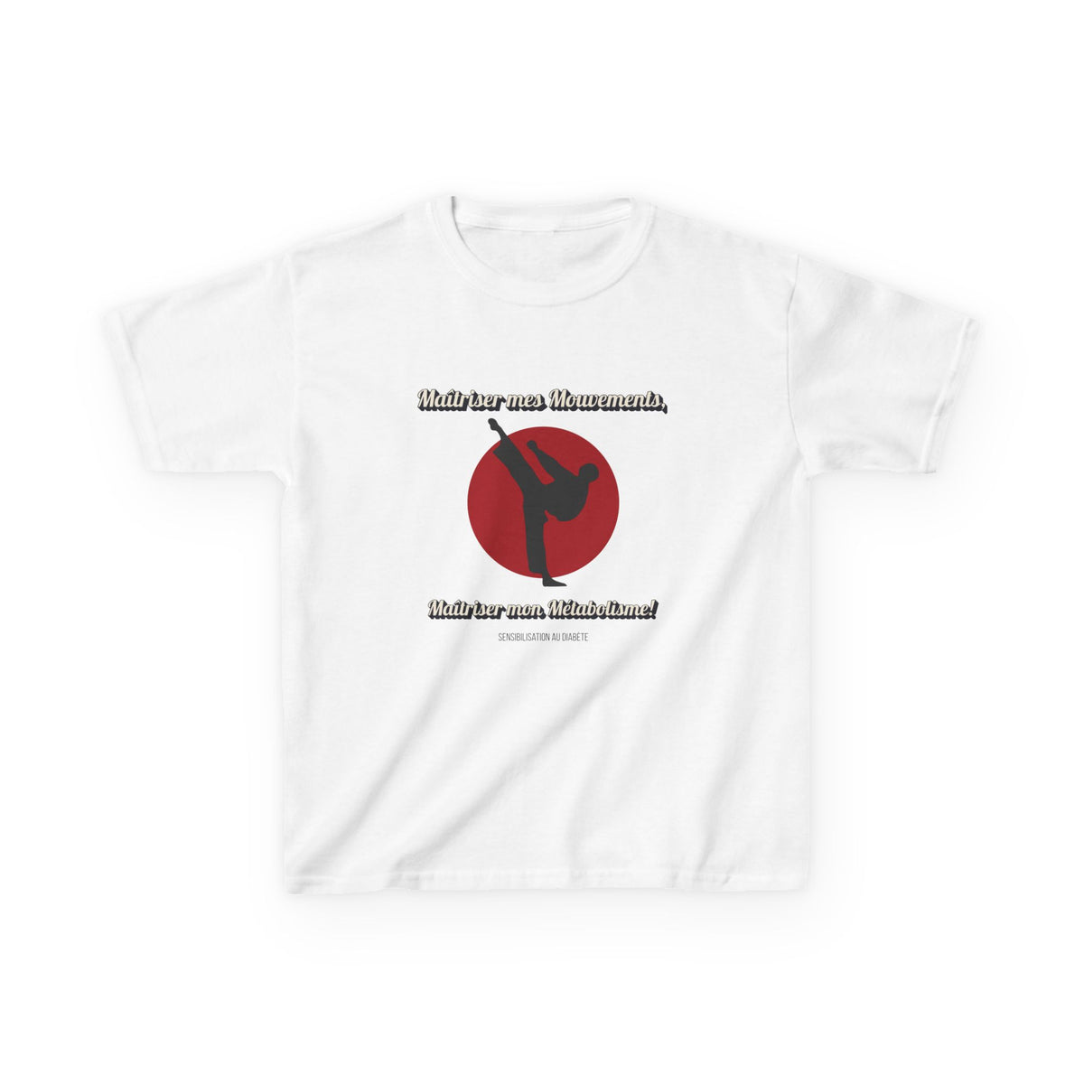 The Diabuddies Store Diabetes & Karate (French) - Kids Tee Diabetes & Karate (French) - Kids Tee: Unleash your inner warrior with our "Diabetes & Karate" kids Tee! This tee features the empowering phrase: "Maîtriser mes mouvements, maîtriser mon métabolis