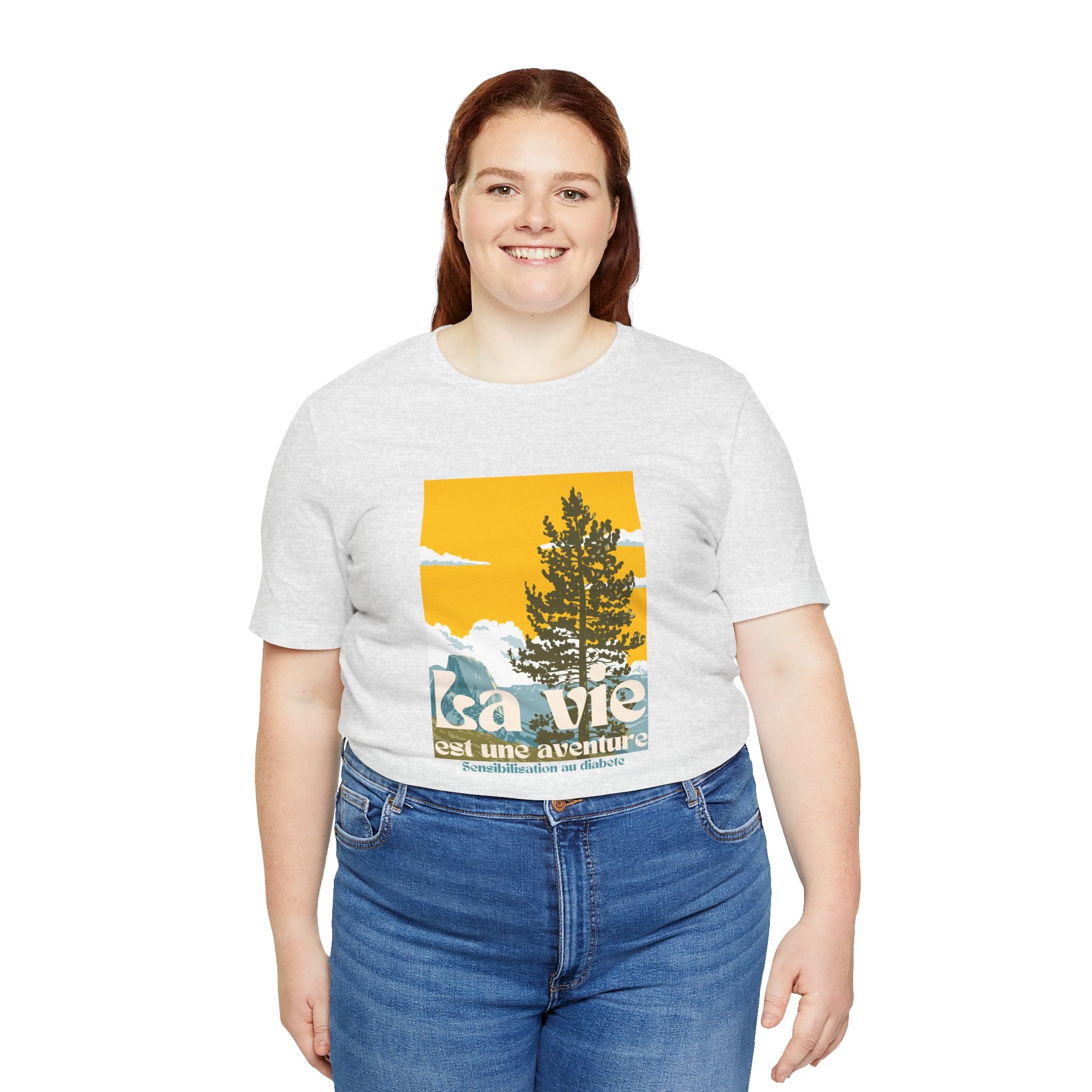 The Diabuddies Store Life is an Adventure, Nature (French) - Unisex Tee Life is an Adventure, Nature (French) - Unisex Tee: Embrace the call of the wild with our "La vie est une aventure" Unisex Tee. This shirt is for anyone who finds their soul in the gr