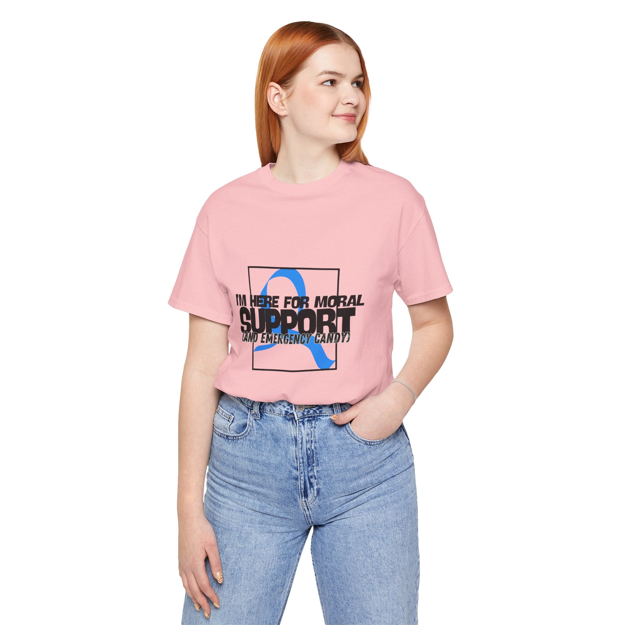 The Diabuddies Store Moral Support and Emergency Candy - Unisex Tee Moral Support and Emergency Candy - Unisex Tee: Being a friend to someone with diabetes means being ready for anything – from offering a listening ear to, well, having some emergency cand