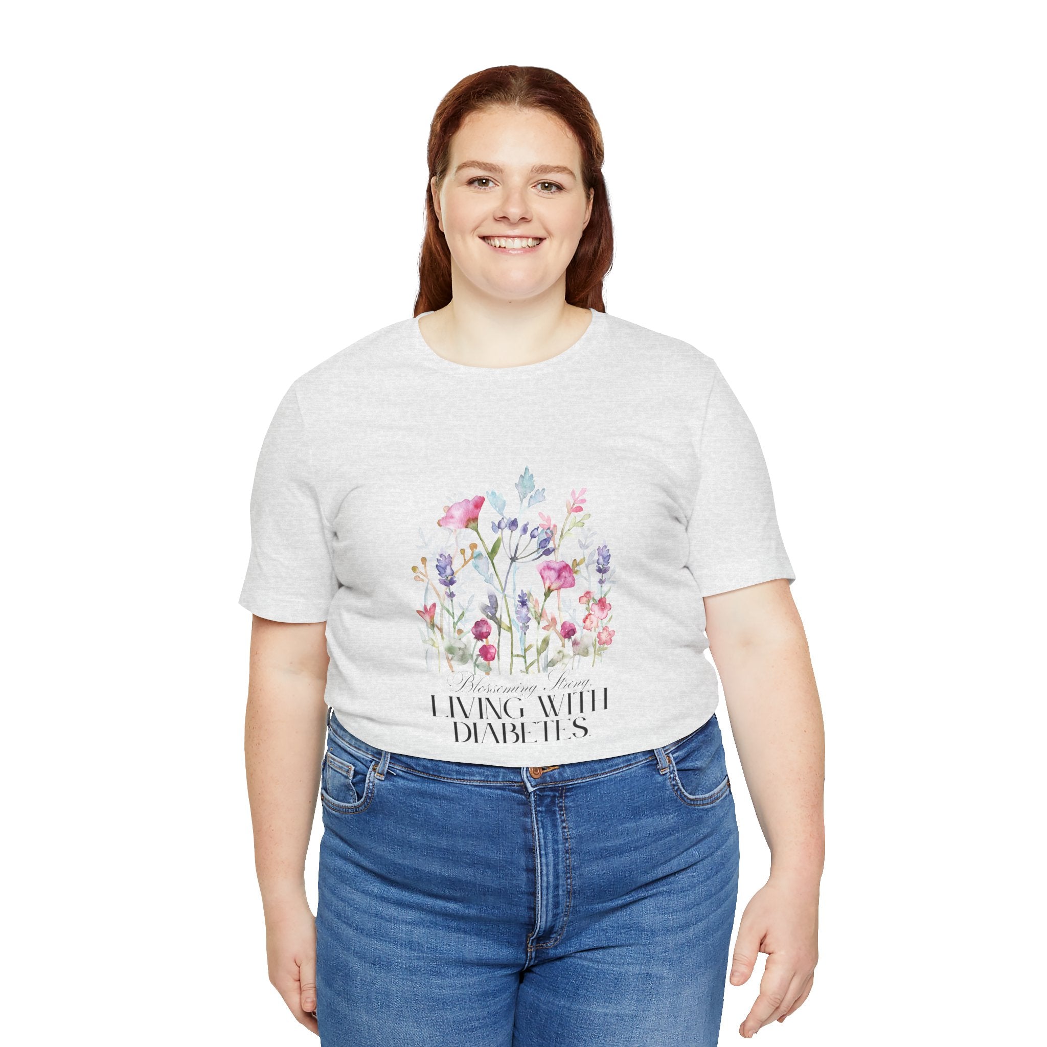 The Diabuddies Store Blossoming Strong, Living with Diabetes. - Unisex Tee Blossoming Strong, Living with Diabetes. - Unisex Tee: Wear your strength proudly! Our "Blossoming Strong, Living with Diabetes" Unisex Tee is a beautiful reminder of your inner po