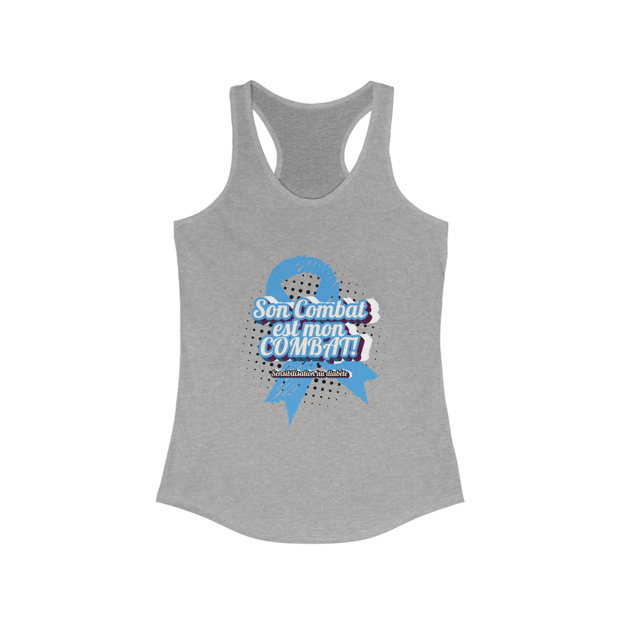 Her fight is my Fight! (French in Blue) Racerback Tank The Diabuddies Store Tank Tops $19.96