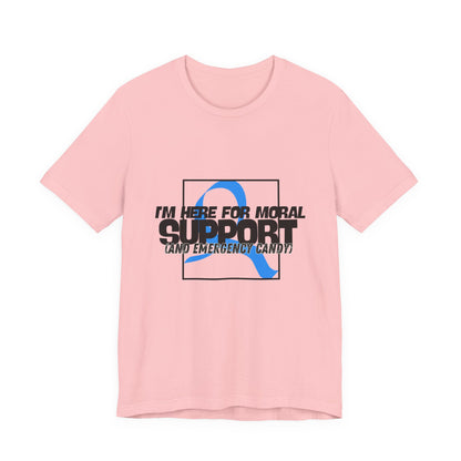 The Diabuddies Store Moral Support and Emergency Candy - Unisex Tee Moral Support and Emergency Candy - Unisex Tee: Being a friend to someone with diabetes means being ready for anything – from offering a listening ear to, well, having some emergency cand