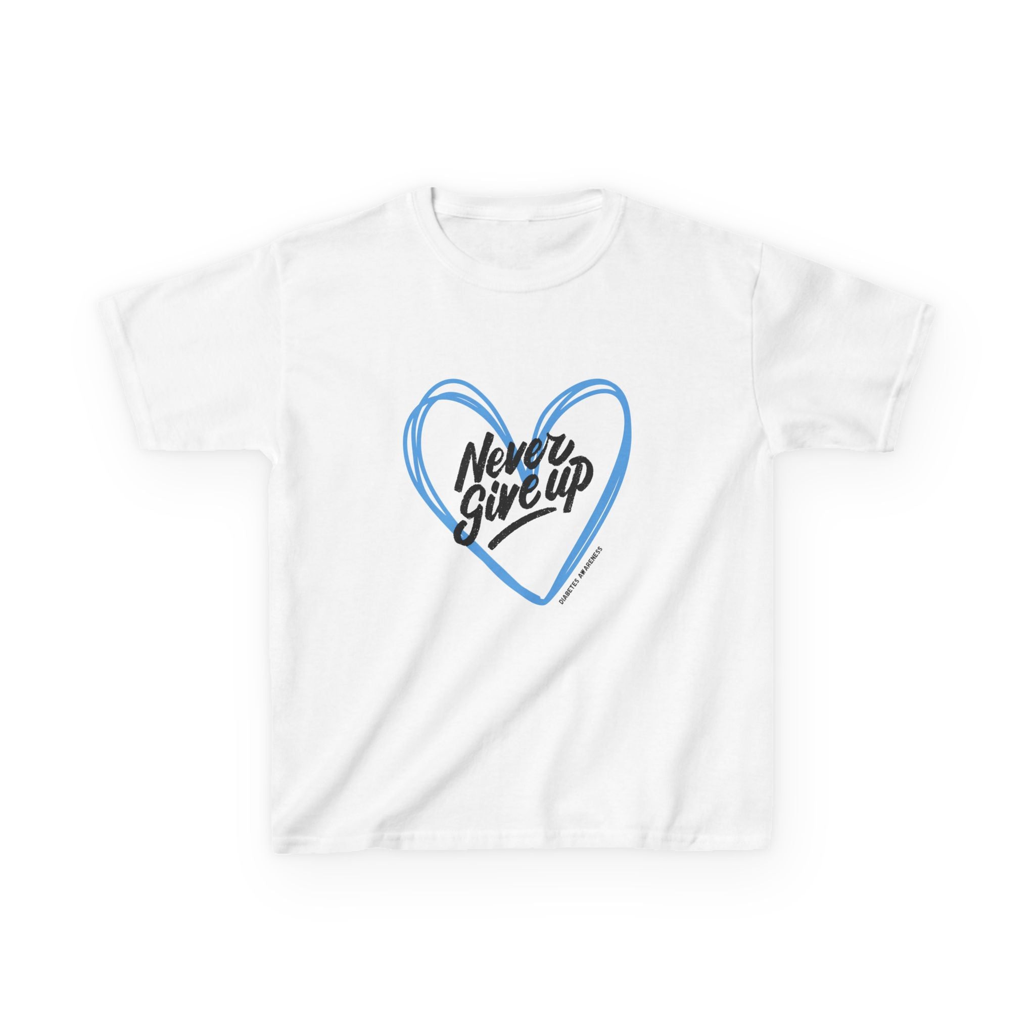 The Diabuddies Store Never Give Up - Kids Tee A powerful statement for the young warriors of the diabetes community. This super soft, comfortable Tee is the perfect way to share a message of strength, resilience, and hope. T-Shirts Kids clothes Birthday G