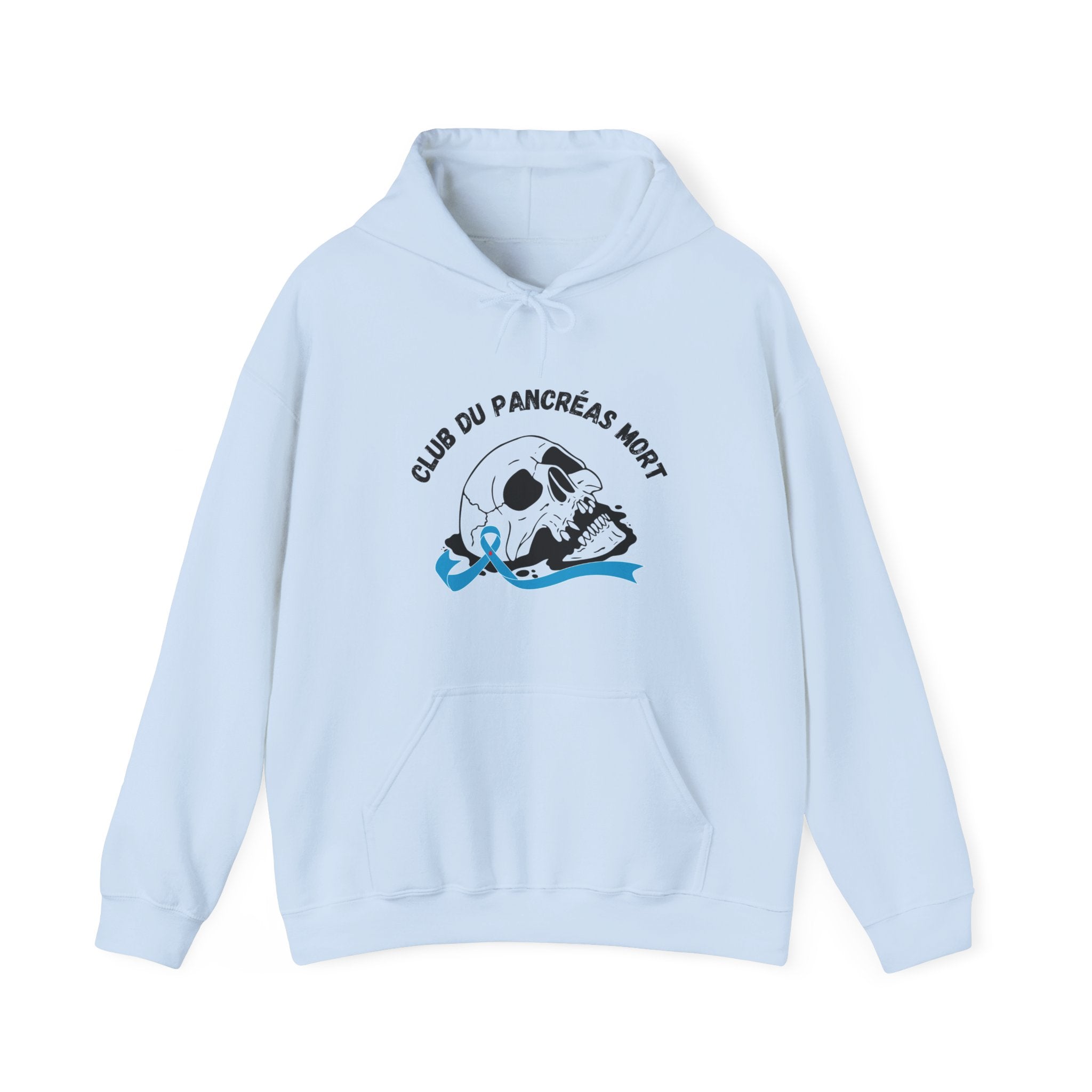 Skull & Blue Ribbon Dead Pancreas Club (French) Hoodie The Diabuddies Store Hoodies $32.41