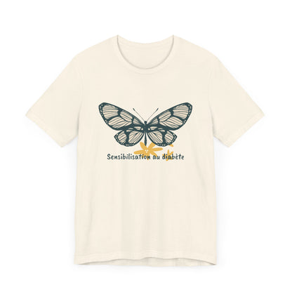 Green Butterfly & Flowers (French) Unisex Tee The Diabuddies Store T-Shirts $22.38