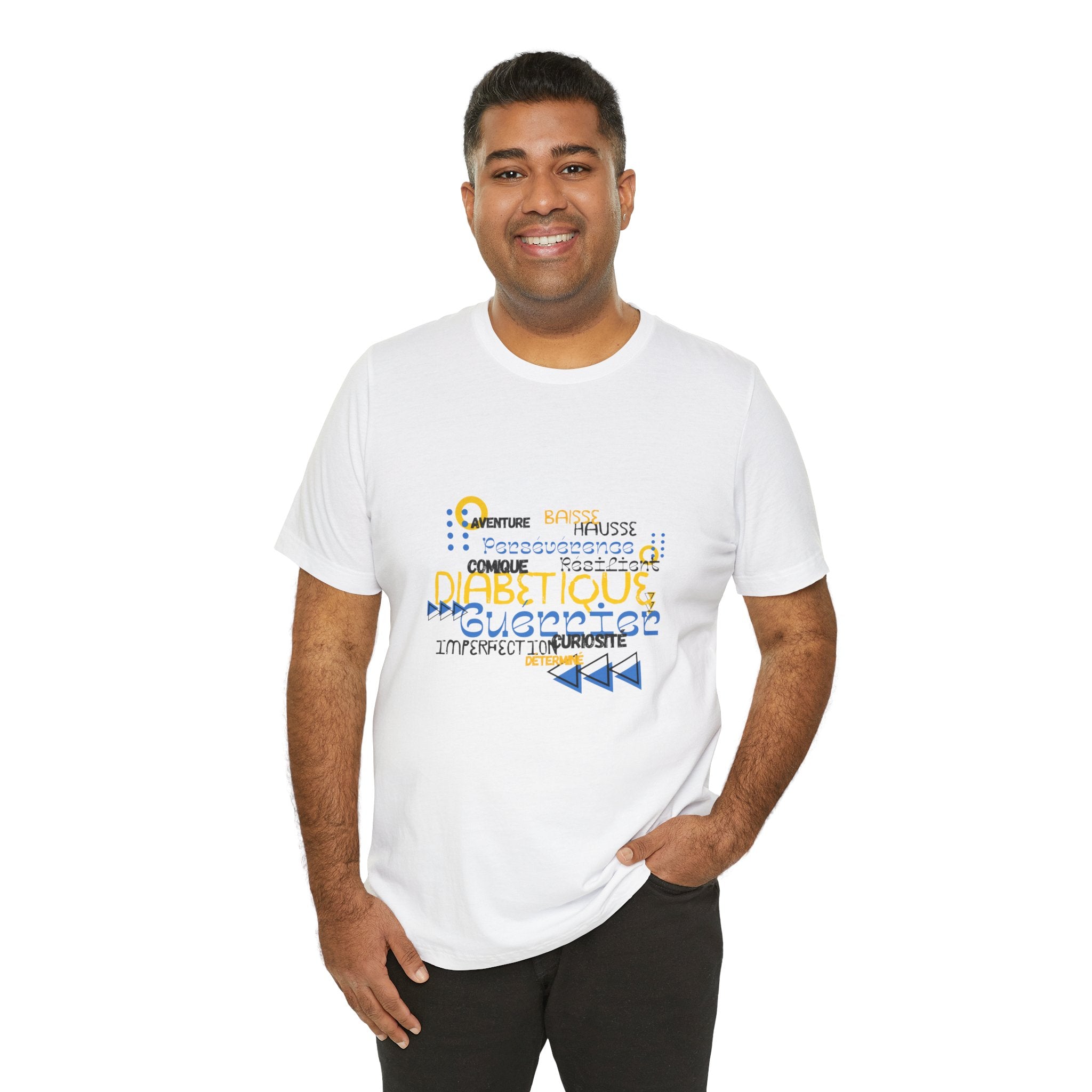 The Diabuddies Store Uplifted & Unleashed (French) - Unisex Tee Uplifted & Unleashed (French) - Unisex Tee: Embrace your strength, defy the odds. This tee is more than just a shirt; it's a vibrant testament to the diabetic warrior within. T-Shirts $22.50
