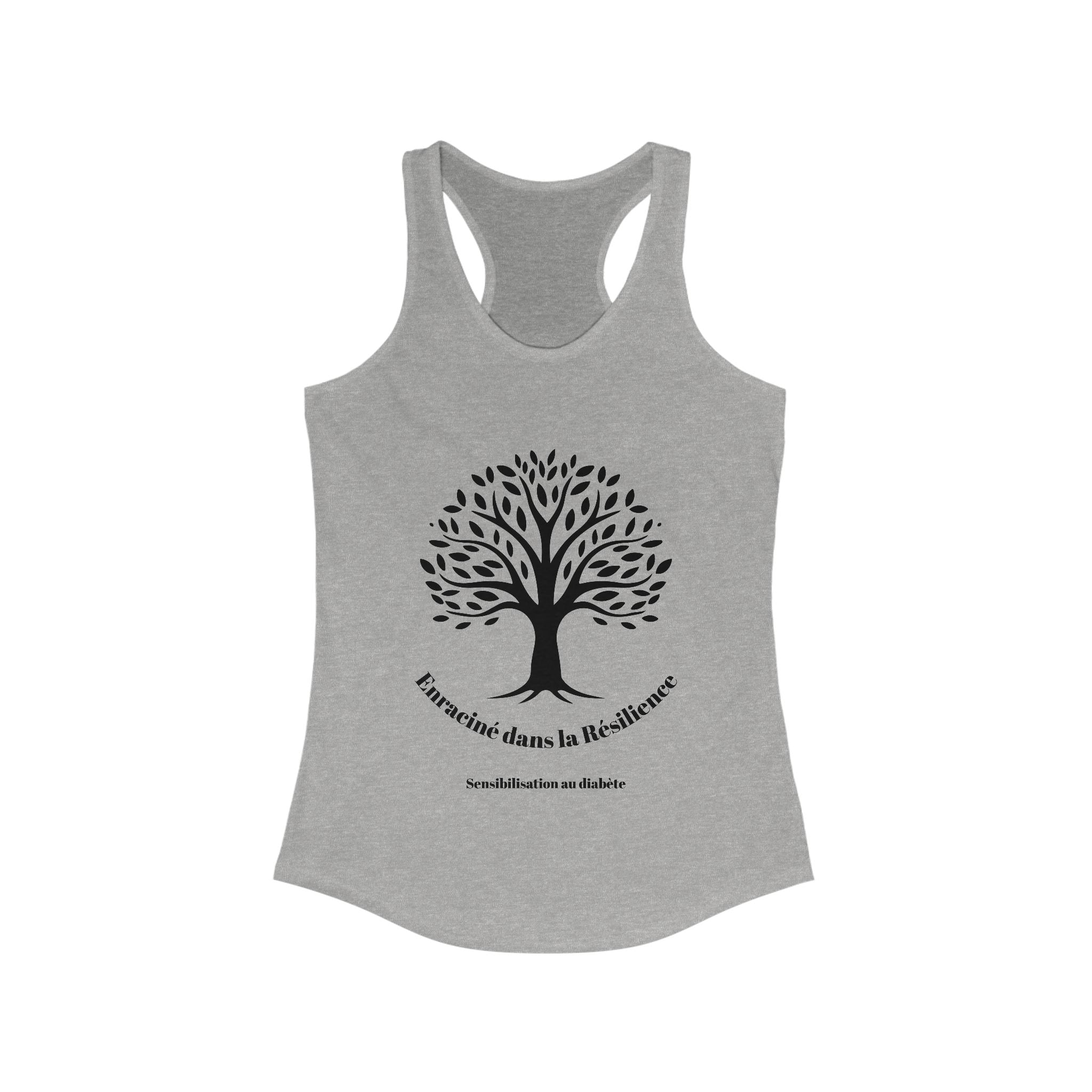 Rooted in Resilience (French) - Racerback Tank The Diabuddies Store Tank Tops $19.96
