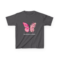 Pink Butterfly & Flowers (French) - Kids Tee The Diabuddies Store T-Shirts $19.22