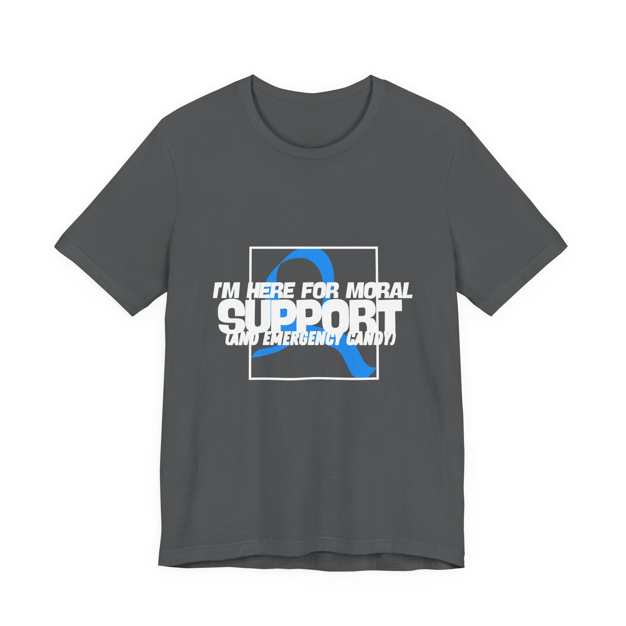 The Diabuddies Store Moral Support and Emergency Candy - Unisex Tee Moral Support and Emergency Candy - Unisex Tee: Being a friend to someone with diabetes means being ready for anything – from offering a listening ear to, well, having some emergency cand
