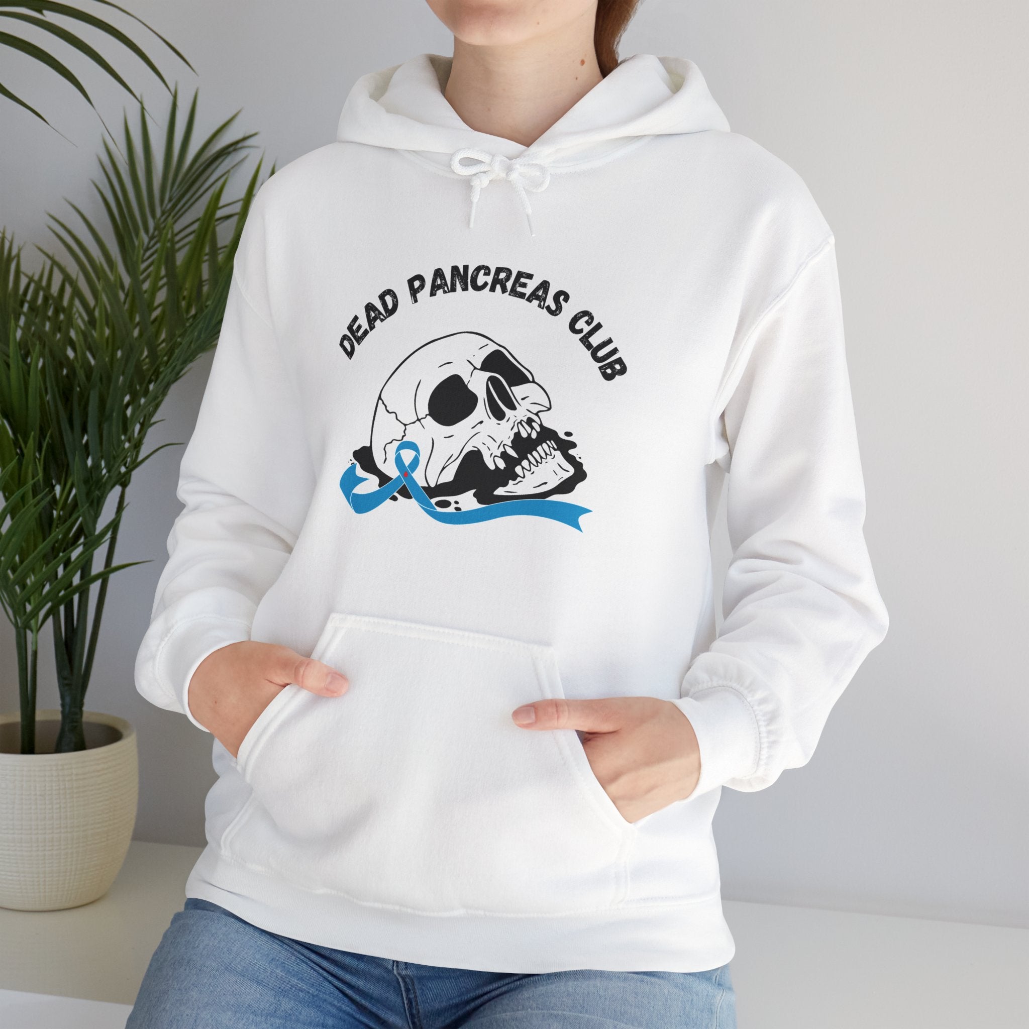 The Diabuddies Store Skull & Blue Ribbon, Dead Pancreas Club - Unisex Hoodie Skull & Blue Ribbon, Dead Pancreas Club - Unisex Hoodie: Show strength & support! Unique design for bold diabetes awareness. Hoodie Hoodies $32.41