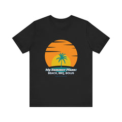 The Diabuddies Store My Summer Plans: Beach, BBQ, Bolus - Unisex Tee My Summer Plans: Beach, BBQ, Bolus - Unisex Tee: Sunshine, good times, and keeping those blood sugars in check! Our T-shirt is the perfect wear for anyone balancing summer fun with diabe