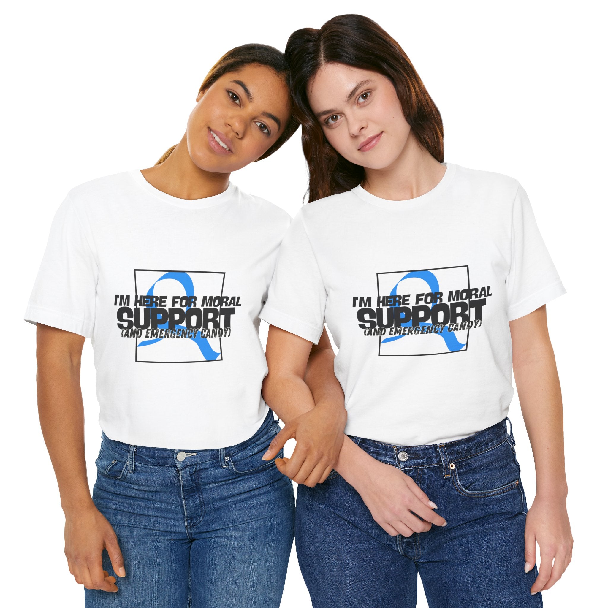 The Diabuddies Store Moral Support and Emergency Candy - Unisex Tee Moral Support and Emergency Candy - Unisex Tee: Being a friend to someone with diabetes means being ready for anything – from offering a listening ear to, well, having some emergency cand