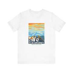 The Diabuddies Store Life is an Adventure, Mountains - Unisex Tee Life is an Adventure, Mountains - Unisex Tee: Soul in the outdoors? This tee's for you! Embrace nature's call, from peaks to trails. Your adventure starts here. T-Shirts $22.50
