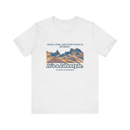 The Diabuddies Store Highs, Lows, and Everything in Between - Unisex Tee Life's a rollercoaster, and this tee gets it! Our "Highs, Lows, and Everything in Between" shirt is for anyone who embraces the wild ride of life, with all its ups, downs, and unexpe
