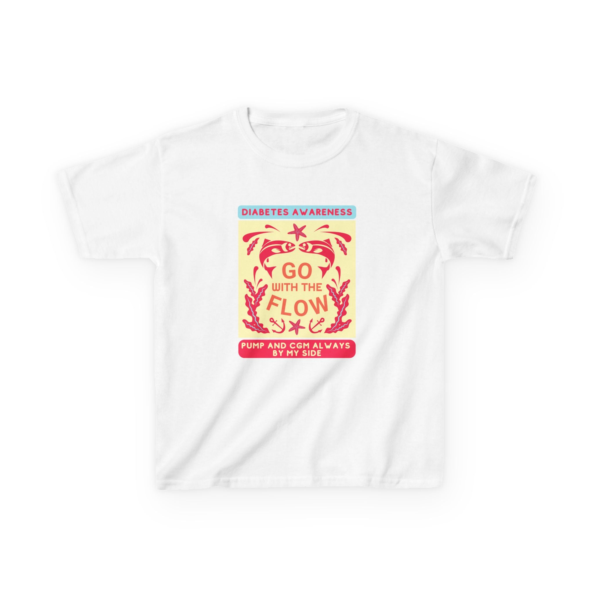 The Diabuddies Store Go with the Flow - Kids Tee Go with the Flow - Kids Tee: Embrace your journey with confidence in our vibrant "Go with the Flow" kids Tee. Engineered for those who live with a pump and CGM, this tank ensures your devices are always wit