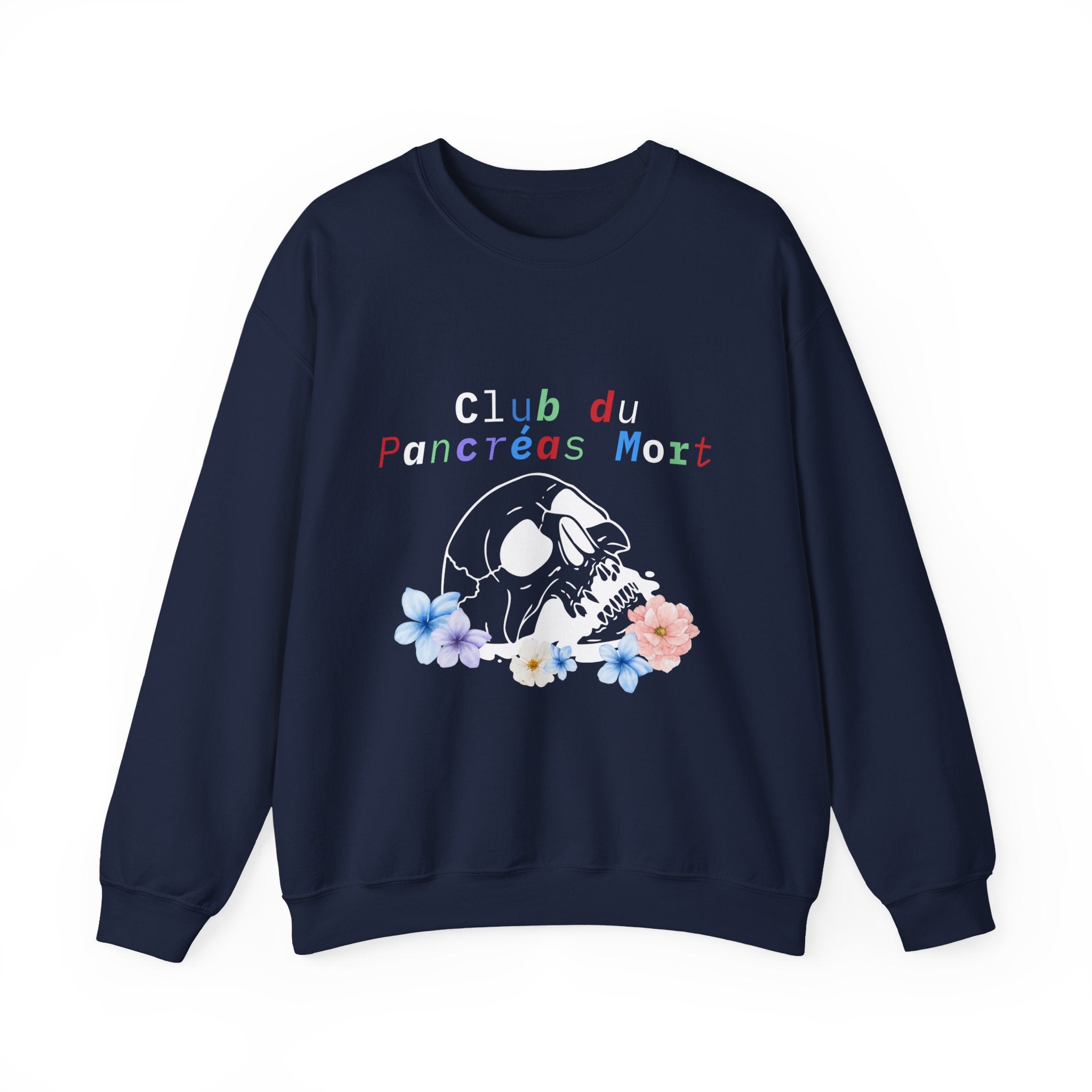 Skull & Flowers Dead Pancreas Club-French Unisex Sweatshirt The Diabuddies Store Sweatshirts $35.70