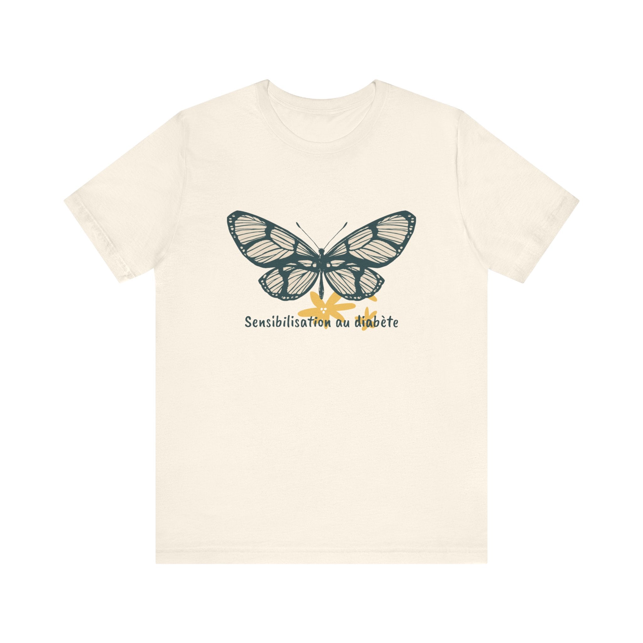 Green Butterfly & Flowers (French) Unisex Tee The Diabuddies Store T-Shirts $22.38