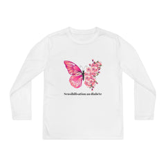 Pink Butterfly & Flowers (French) - Longsleeve Youth Tee The Diabuddies Store T-Shirts $23.44