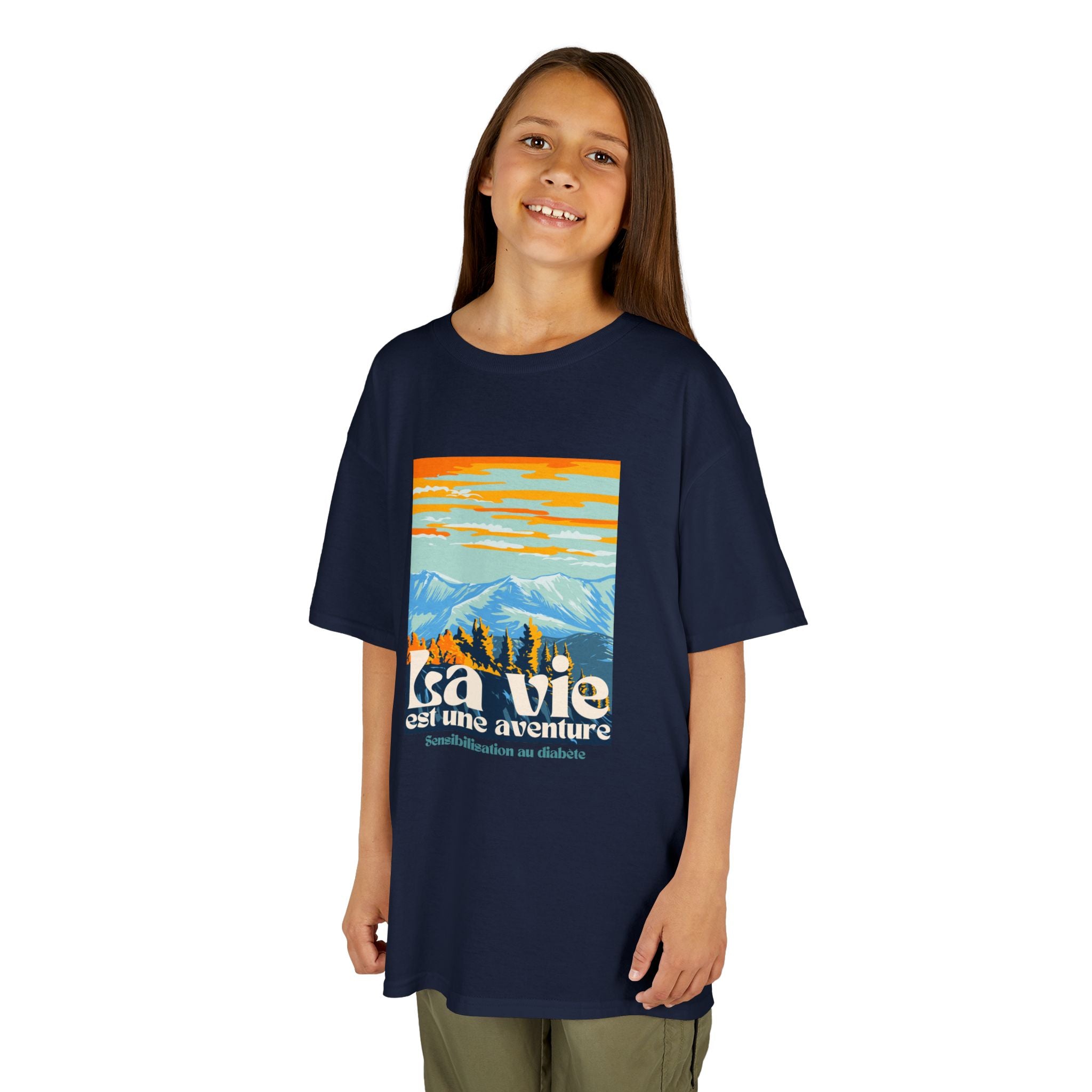 The Diabuddies Store Life is an Adventure, Mountains (French) - Kids Tee Life is an Adventure, Mountains (French) - Kids Tee: Inspire your little explorer with our "La vie est une aventure" Kids Tee! This super soft and comfortable t-shirt is perfect for