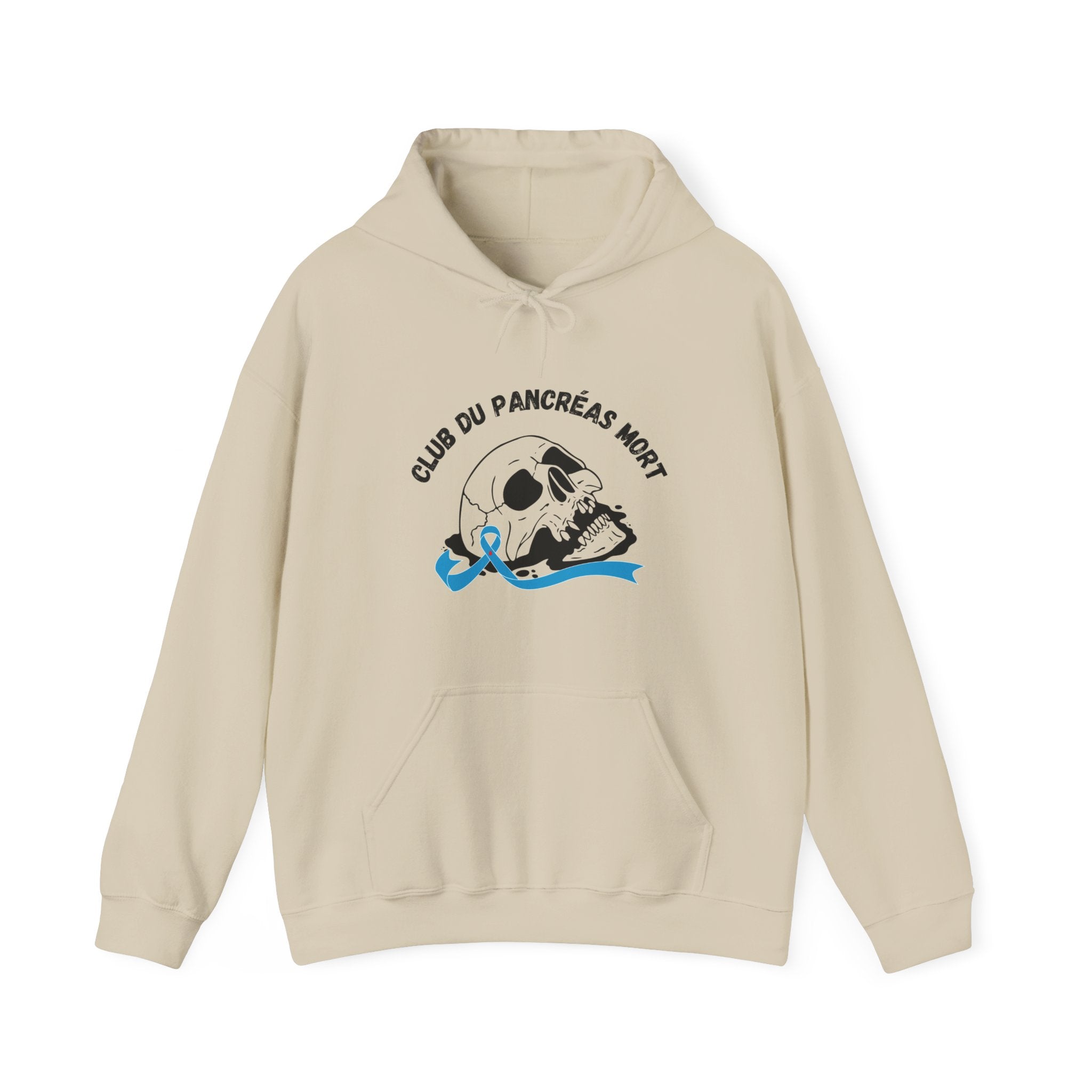 Skull & Blue Ribbon Dead Pancreas Club (French) Hoodie The Diabuddies Store Hoodies $32.41