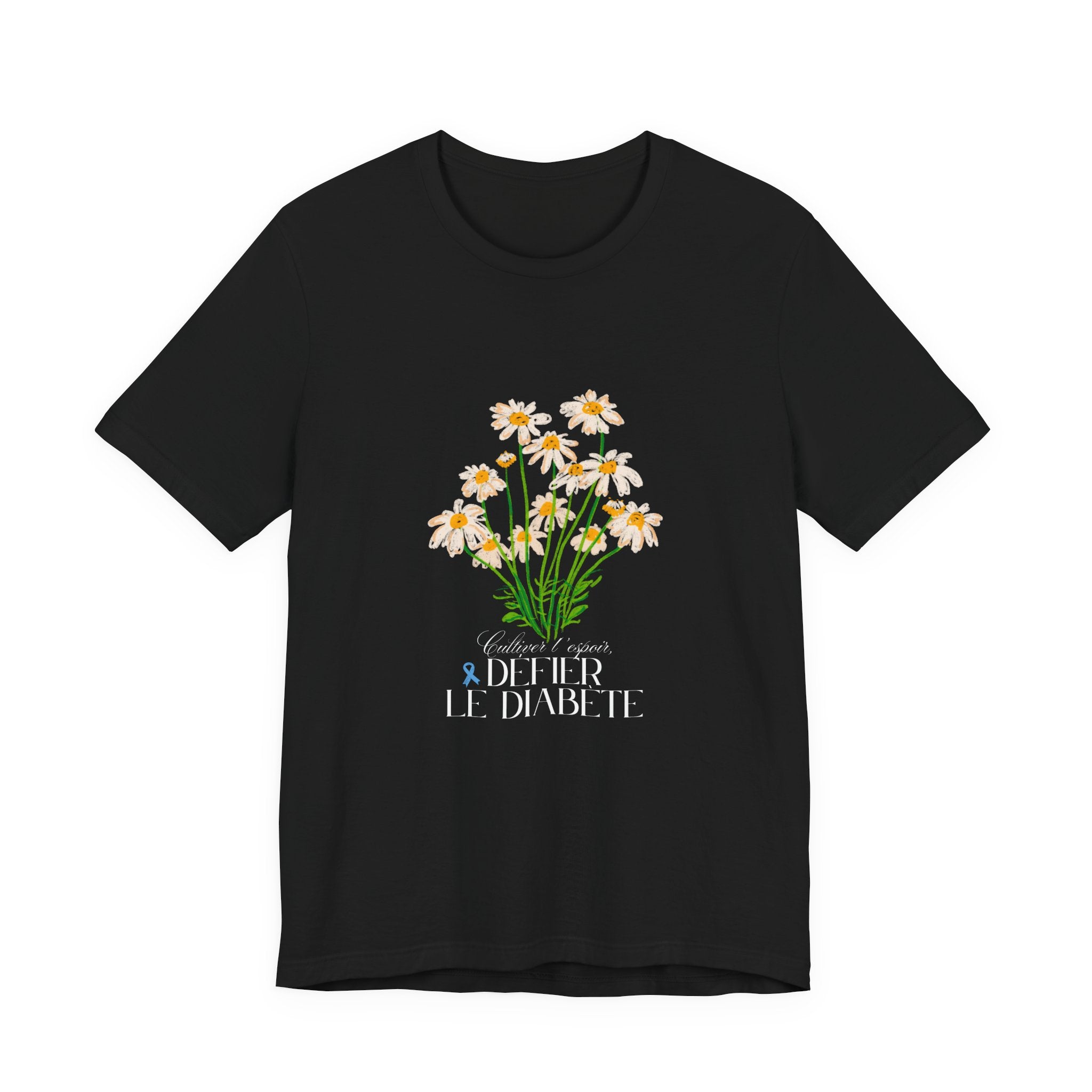 The Diabuddies Store Cultivating Hope, Defying Diabetes (French) - Unisex Tee Cultivating Hope, Defying Diabetes (French) - Unisex Tee: Wear your message of strength! Our "Cultivé l'espoir, Défié le diabète" Unisex Tee is more than just a comfortable shir