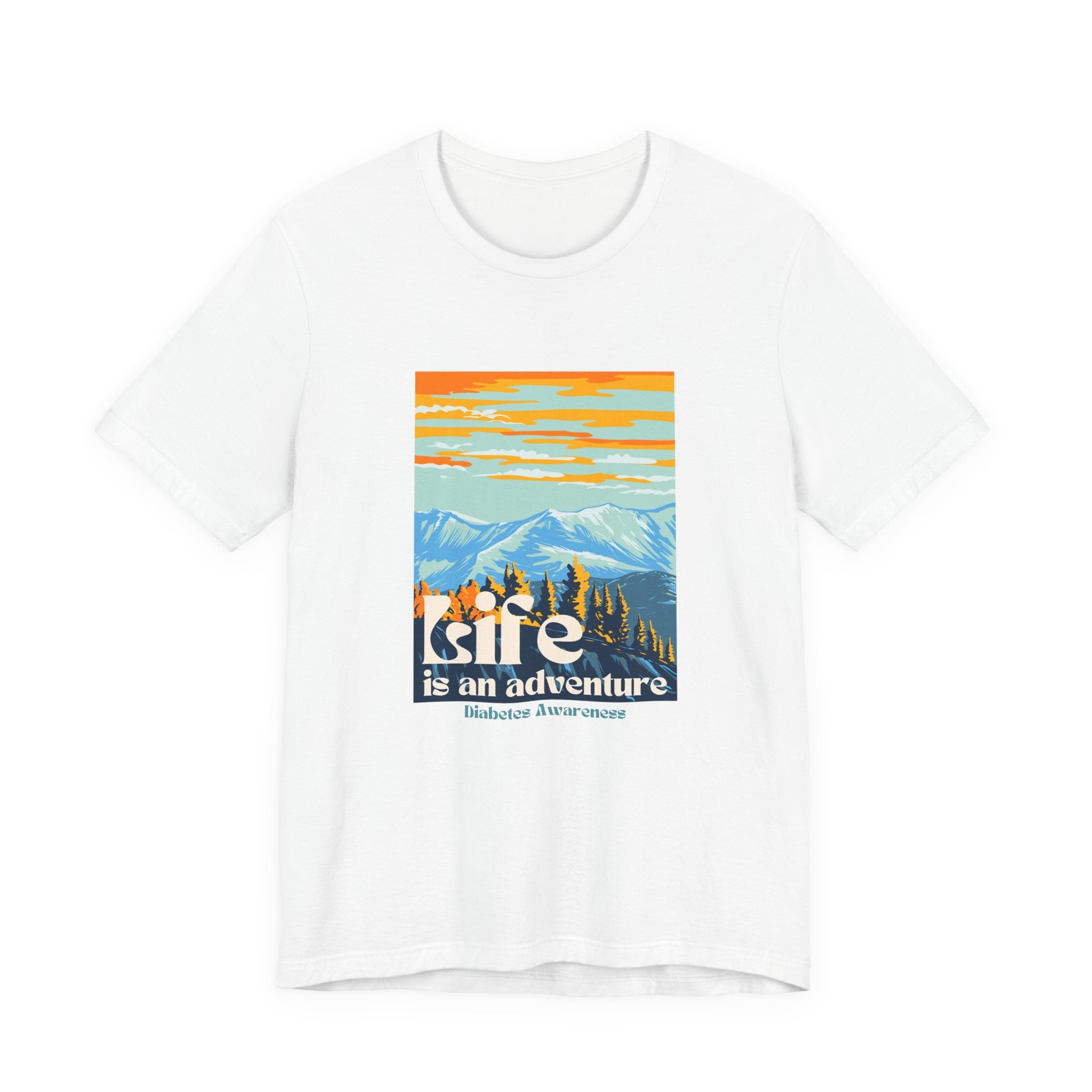 The Diabuddies Store Life is an Adventure, Mountains - Unisex Tee Life is an Adventure, Mountains - Unisex Tee: Soul in the outdoors? This tee's for you! Embrace nature's call, from peaks to trails. Your adventure starts here. T-Shirts $22.50