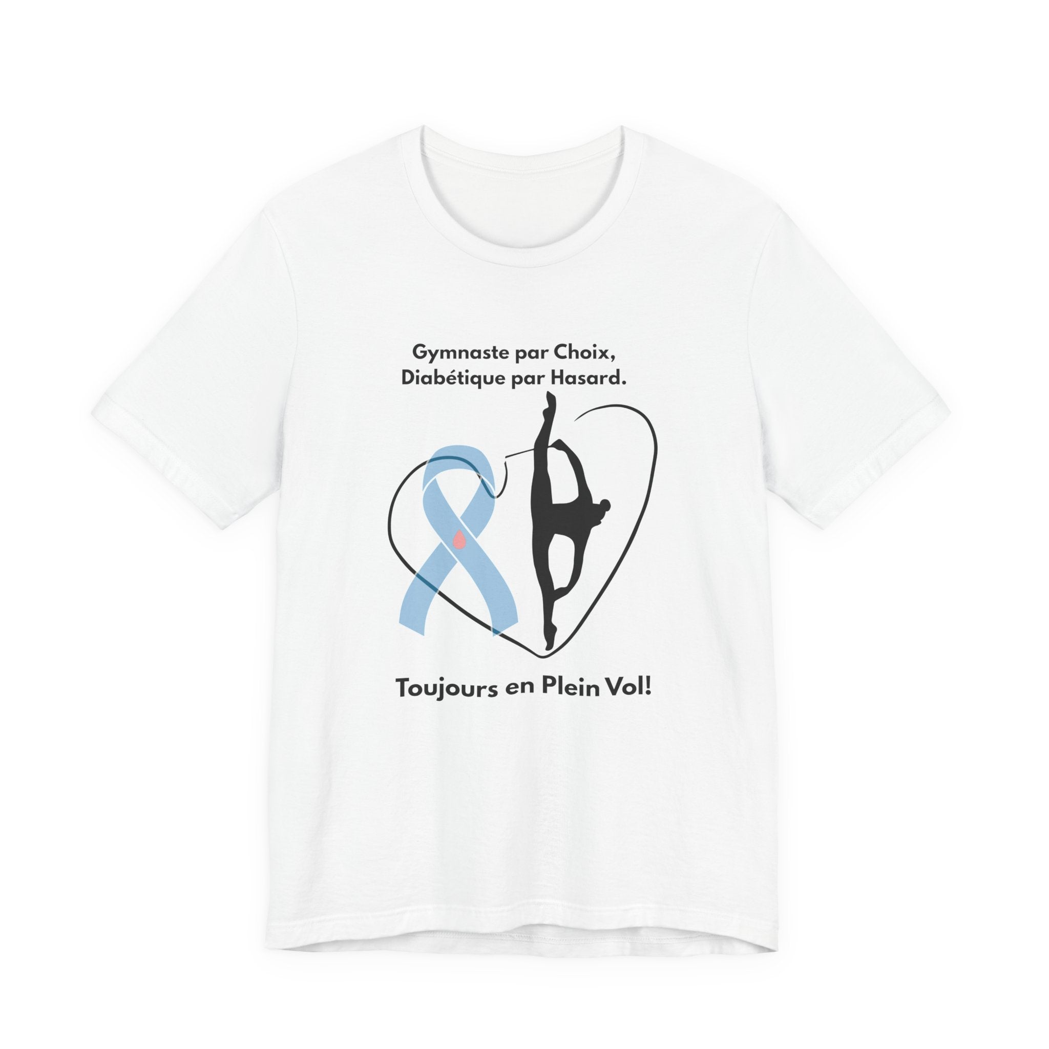 The Diabuddies Store Diabetes & Gymnastics (French) - Unisex Tee Diabetes & Gymnastics (French) - Unisex Tee: Defy expectations and tumble forward! This comfortable racerback tank is designed for the resilient gymnast who manages diabetes with grace and s