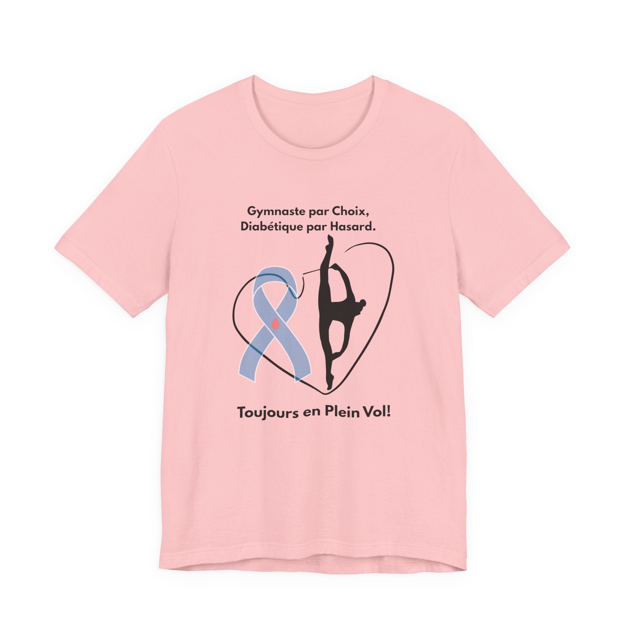 The Diabuddies Store Diabetes & Gymnastics (French) - Unisex Tee Diabetes & Gymnastics (French) - Unisex Tee: Defy expectations and tumble forward! This comfortable racerback tank is designed for the resilient gymnast who manages diabetes with grace and s
