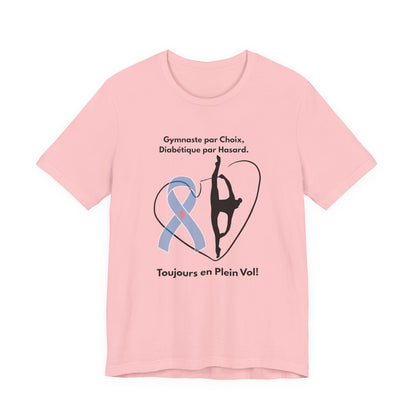The Diabuddies Store Diabetes & Gymnastics (French) - Unisex Tee Diabetes & Gymnastics (French) - Unisex Tee: Defy expectations and tumble forward! This comfortable racerback tank is designed for the resilient gymnast who manages diabetes with grace and s