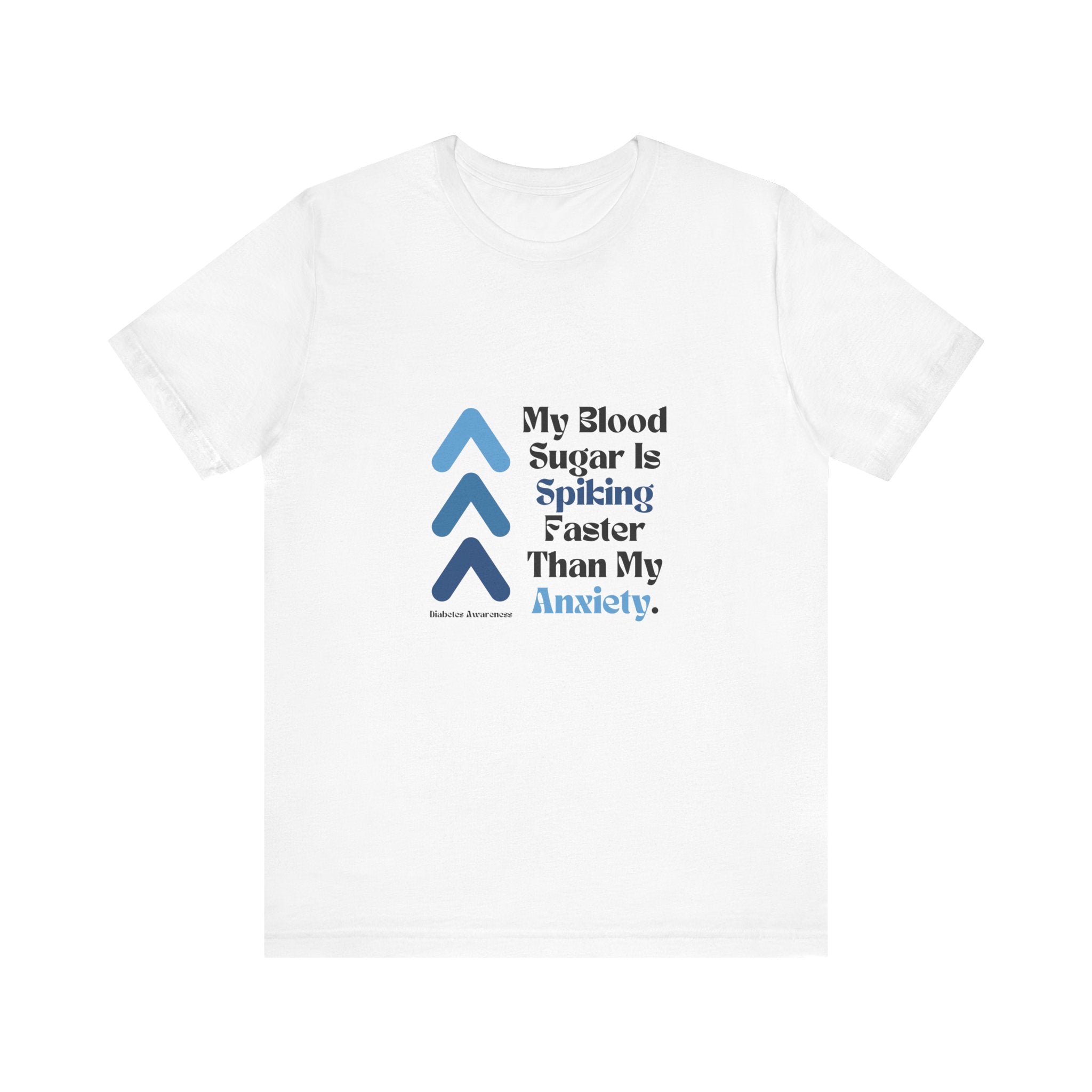 The Diabuddies Store Spiking Faster than my Anxiety (Blue) - Unisex Tee Spiking Faster than my Anxiety (Blue) - Unisex Tee: Get ready to make a statement without saying a word. Our blue "Spiking Faster Than My Anxiety" Unisex Tee is for anyone who knows t