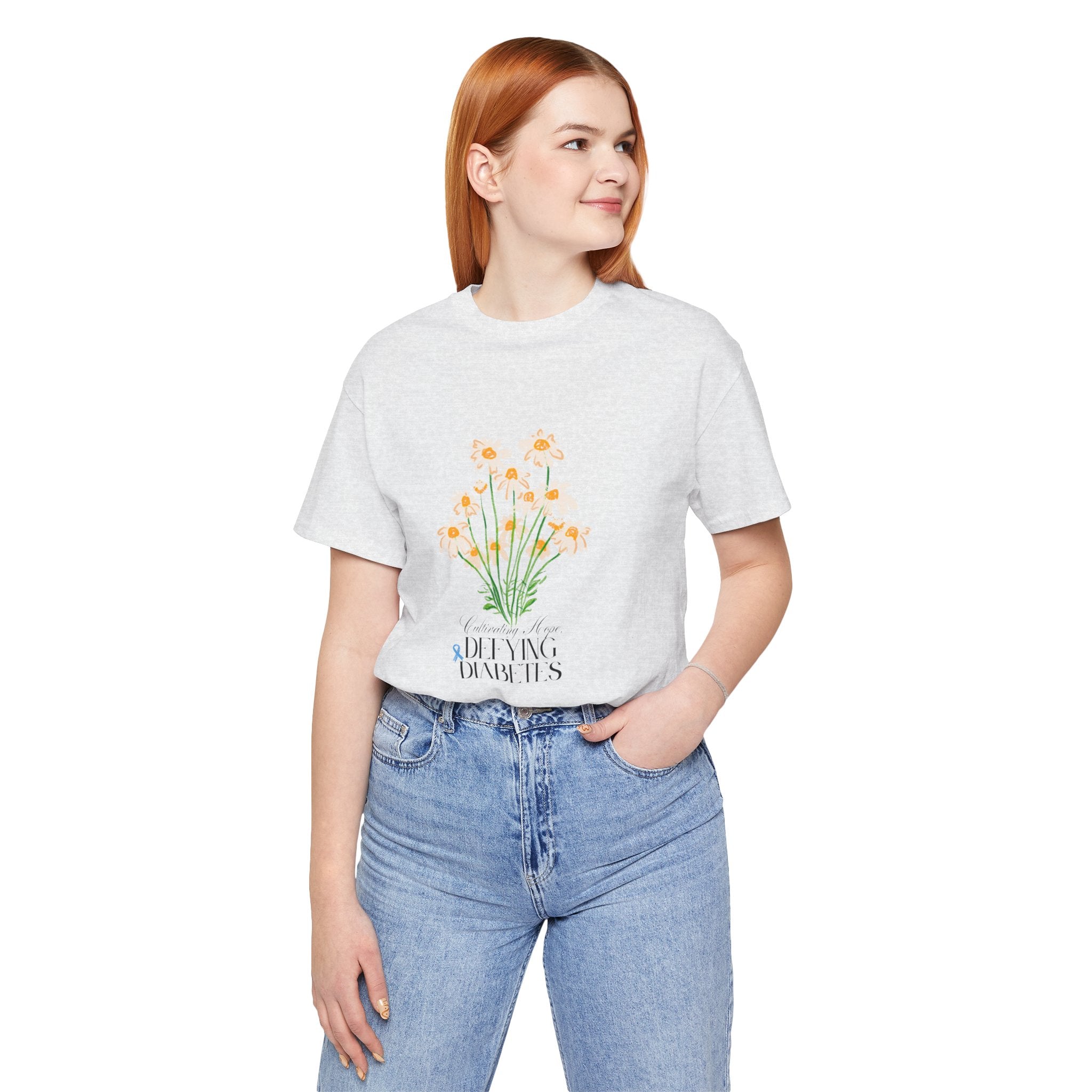 The Diabuddies Store Cultivating Hope, Defying Diabetes - Unisex Tee Cultivating Hope, Defying Diabetes - Unisex Tee: Wear your message of strength! Our "Cultivating Hope, Defying Diabetes" Unisex Tee is more than just a comfortable shirt; it's a powerful