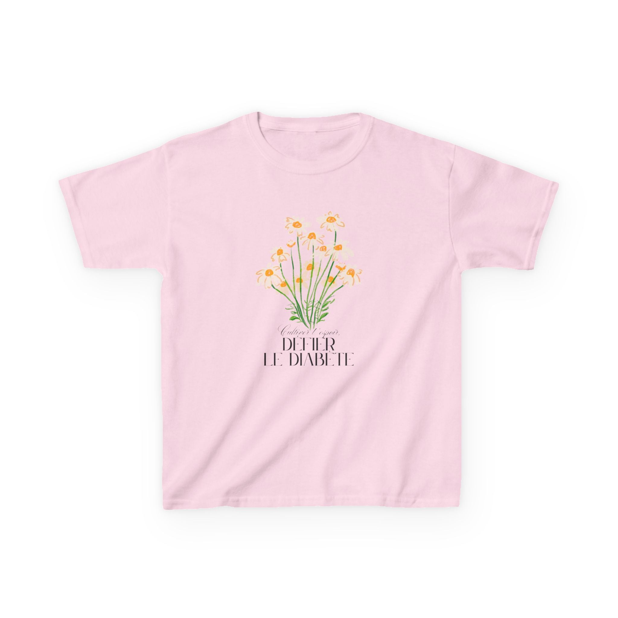 The Diabuddies Store Cultivating Hope, Defying Diabetes (French) - Kids Tee Cultivating Hope, Defying Diabetes (French) - Kids Tee: Wear your message of strength! This tee is a powerful statement of resilience and optimism for kids. T-Shirts $19.22