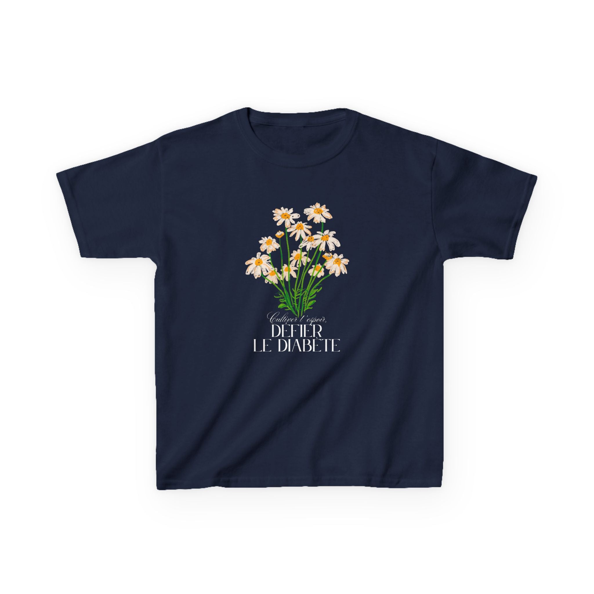 The Diabuddies Store Cultivating Hope, Defying Diabetes (French) - Kids Tee Cultivating Hope, Defying Diabetes (French) - Kids Tee: Wear your message of strength! This tee is a powerful statement of resilience and optimism for kids. T-Shirts $17.74