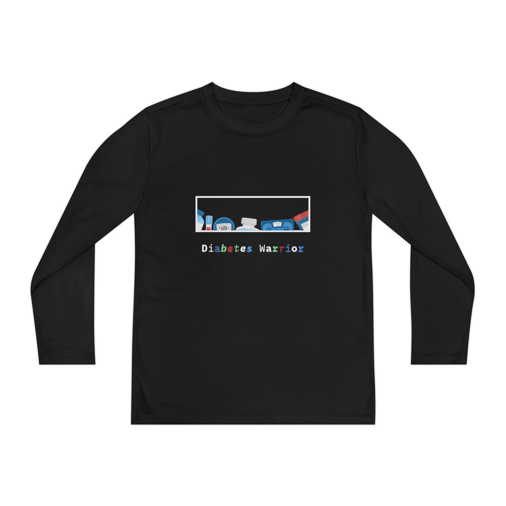 Diabetes Warrior w/supplies - Youth Longsleeve Tee The Diabuddies Store T-Shirts $23.44